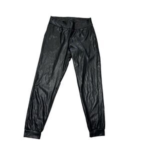 Commando Faux Vegan Leather Tapered Jogger Pants Black Size Small